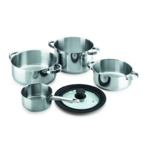 BATERIA FACILE INDUCCION ACERO 3 PIEZAS + 1 TAPA