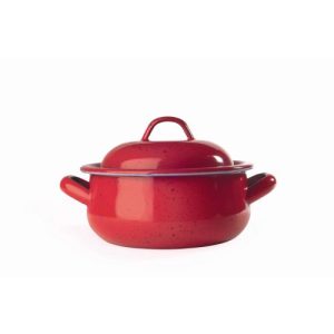 CACEROLA ESMALTE ROJA BOMBEADA 12CM