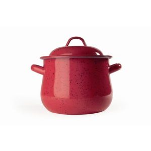 OLLA ESMALTE ROJA BOMBEADA 20CM