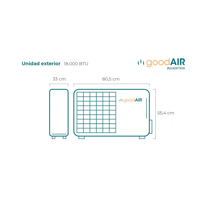 Aire Acondicionado Good Air 18.000 BTU Inverter GAET18INV Gas R32