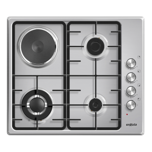 Anafe de Empotrar Enxuta con 3 Hornallas a Gas y 1 Disco Electrico Inox