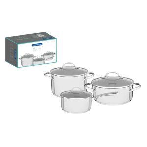 Batería De Cocina Tramontina Con Tapa De Vidrio 3Pz.