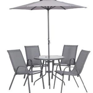 Juego de comedor exterior Just Home Collection Nairobi de acero 6 piezas gris