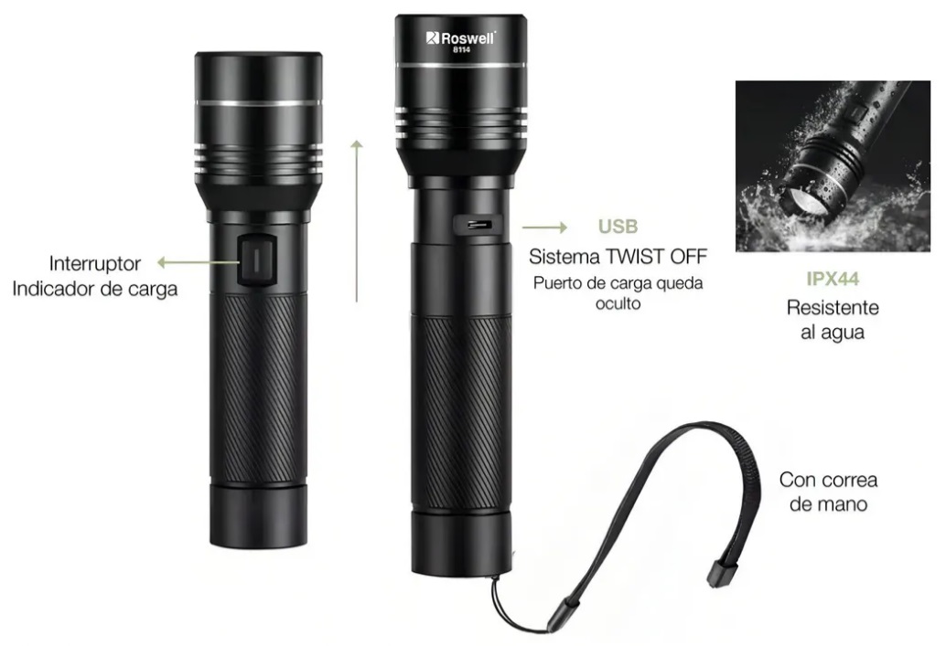 Linterna Roswell Led Láser Ultra Potente 2000 LM - Imagen 4