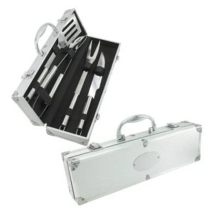 Set de Asador Acero de 4 Piezas en Maletin de Aluminio