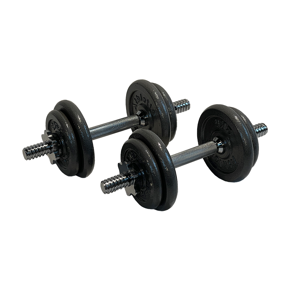 Set De Mancuernas Athletic Y Barra Gris Con Valija 30kg