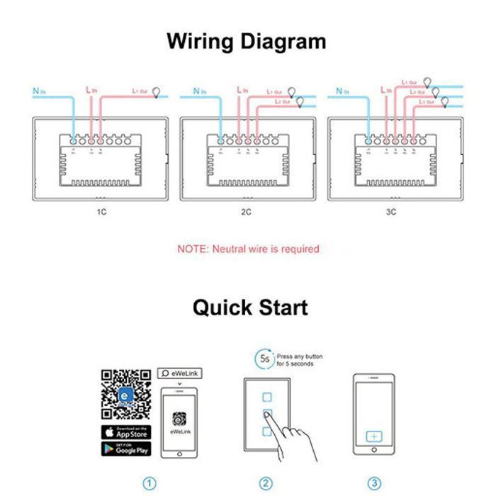Interruptor de Pared Sonoff 3 Botones WiFi y 433 MHz